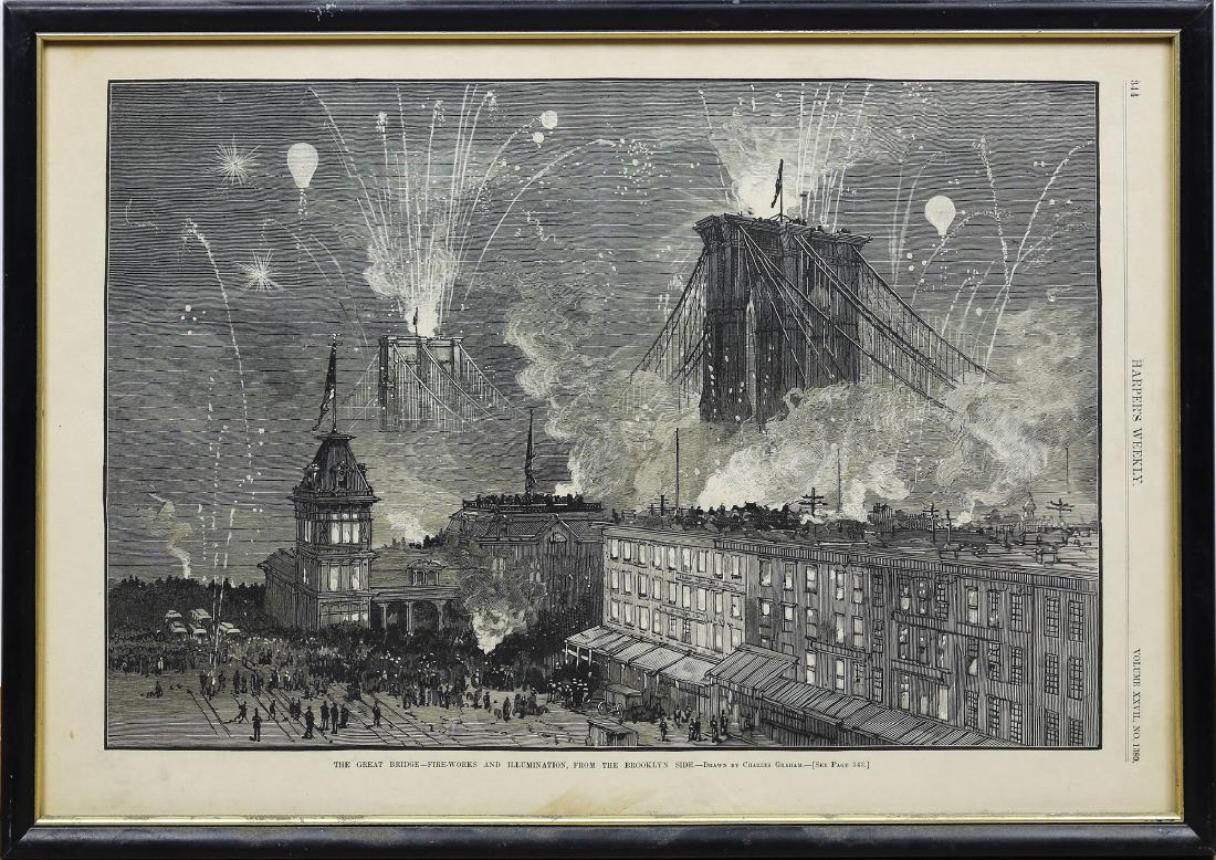 Group of Three Views of Brooklyn Bridge from Harper's (1 of 3)