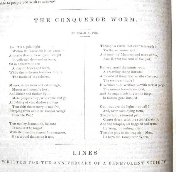 1 vol. (Poe, Edgar Allan.) Graham's Magazine of L: 1 vol. (Poe, Edgar Allan.) Graham's Magazine of Literature and Art. Philadelphia, 1843. Vols. 22 & 23. 4to, orig. 1/4 green morocco & cloth, spine gilt; scuffed, joints, extremities & spine rubbed. Pl