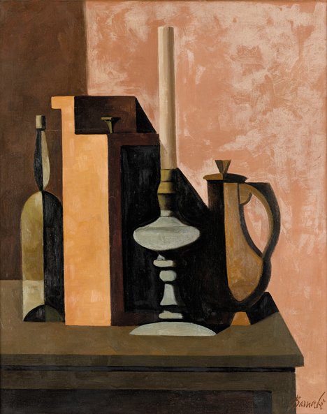 DUILIO BARNABÈ, (ITALIAN 1914-1961), TABLETOP STI: DUILIO BARNABÈ (ITALIAN 1914-1961) TABLETOP STILL LIFE" Signed "Barnabè" bottom right, oil on canvas 31 7/8 x 25 1/2 in. (80.9 x 64.7 cm)"