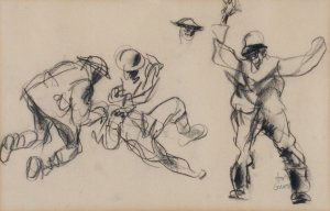 John Groth, (American, b. 1908), A Group of Two Fi: John Groth (American, b. 1908) A Group of Two Figural Drawings charcoal on paper both signed "John Groth" (lower right) largest 9 1/2 x 14 inches. Property from The Three Arts Club of Chicago