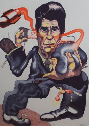 Peter Saul, (American, b. 1934), Ronald Raegan: Peter Saul (American, b. 1934) Ronald Raegan color lithograph edition 15/25, signed "Saul" (lower right) edition 15/25, signed "Saul" (lower right) 33 x 23 1/2 inches.