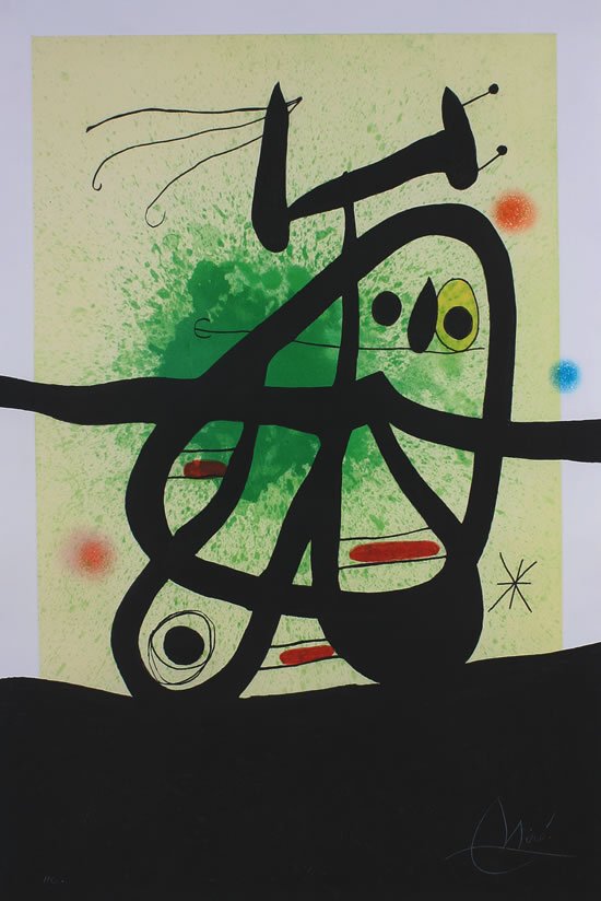 Joan Miro (Spanish, 1893-1983): L'Oiseau Mongolcolor etching, aquatint and carborundum, 1969H.C. proof aside from edition of 75signed "Miro" (lower right)signed and annotated "HC" (lower left)40 x 27 1/2 inches.