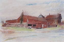 Wolf Kahn (American, b. 1927): Barn Scenepastelsigned "W Kahn 78" (lower right)11 x 17 inches.