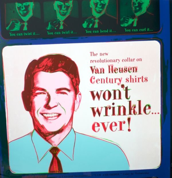 Andy Warhol, (American, 1928-1987), Ads: Van Heuse: Andy Warhol (American, 1928-1987) Ads: Van Heusen- Ronald Reagan color screenprint edition 42/190, signed "Andy Warhol" (lower right) 38 x 38 inches.
