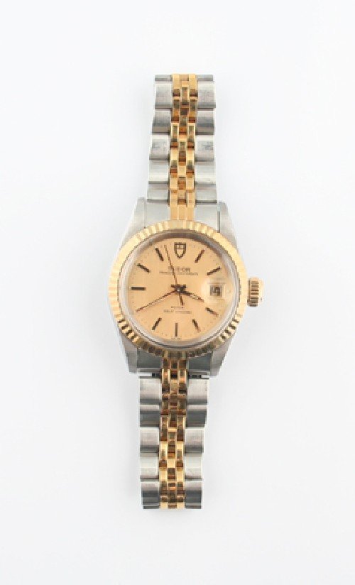 107 A Ladys Goldplated and Stainless Steel Wristwatch