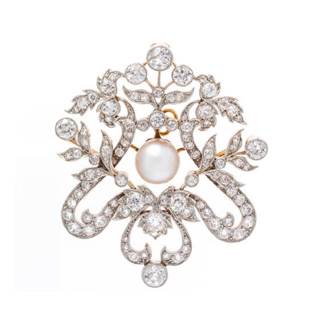 * An Edwardian Platinum Topped Yellow Gold, Pearl and (1 of 1)