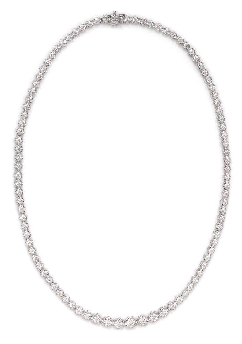 An 18 Karat White Gold and Diamond Riviere Necklace, (1 of 1)