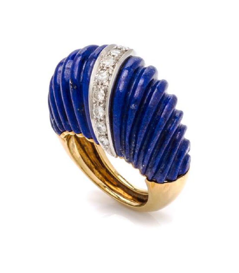 An 18 Karat Yellow Gold, Lapis Lazuli and Diamond Ring, (1 of 1)