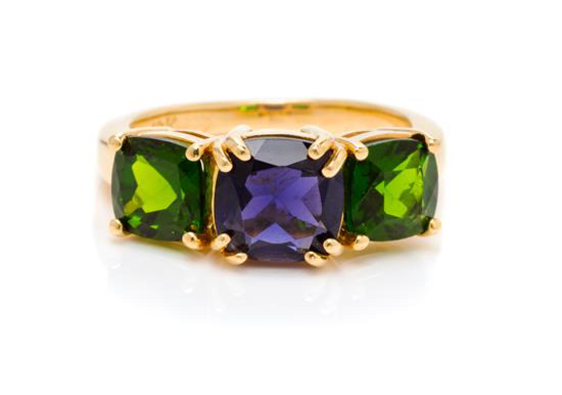 An 18 Karat Yellow Gold, Iolite and Chrome Diopside (1 of 1)