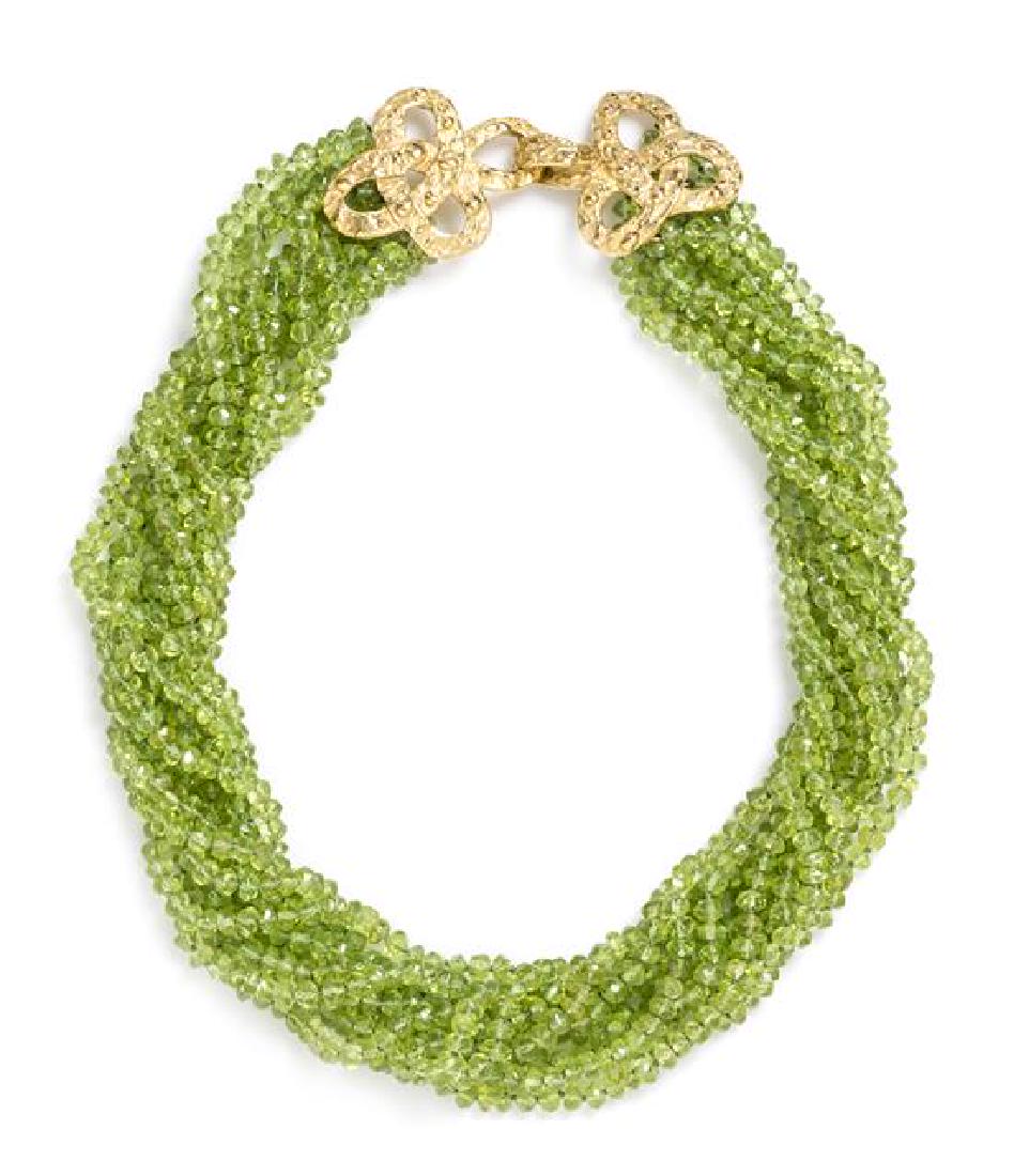 An 18 Karat Yellow Gold and Peridot Bead Torsade (1 of 1)