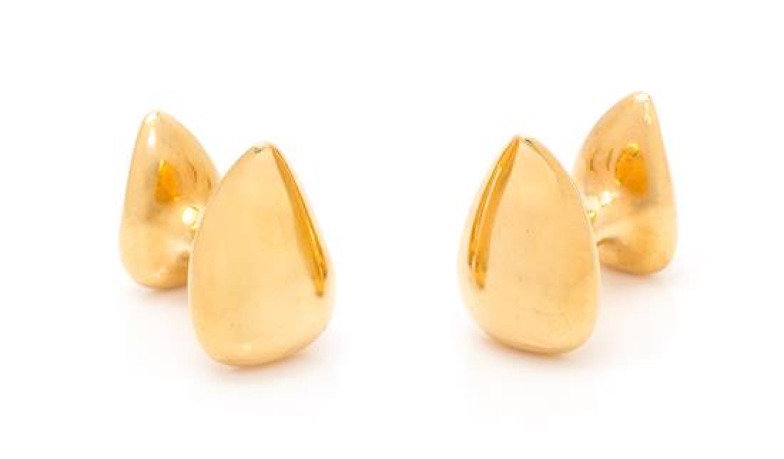 A Pair of 18 Karat Yellow Gold 'Almond' Cufflinks, Elsa (1 of 1)