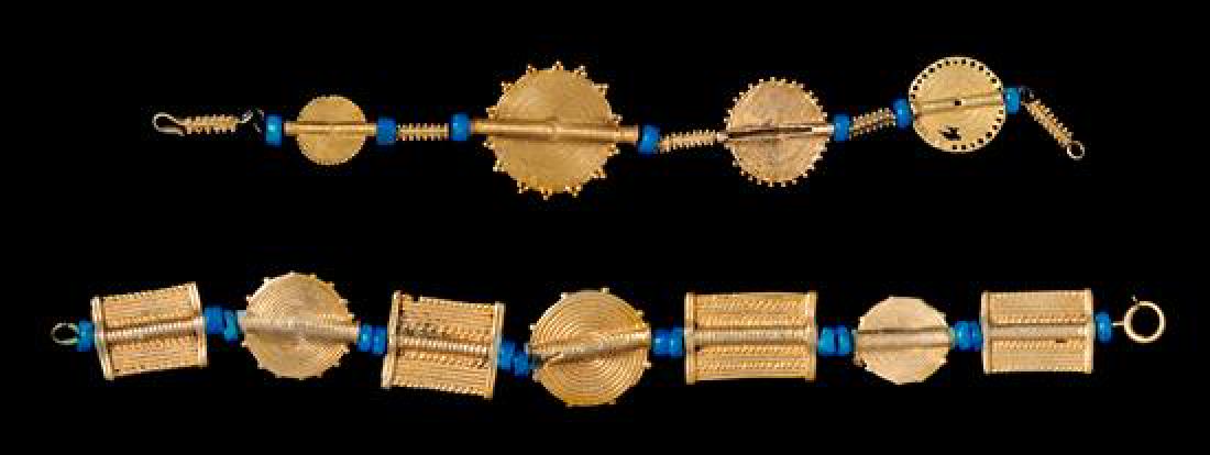 * A Pair of Akan Gold Alloy, Metal Alloy, Glass Bead (1 of 1)