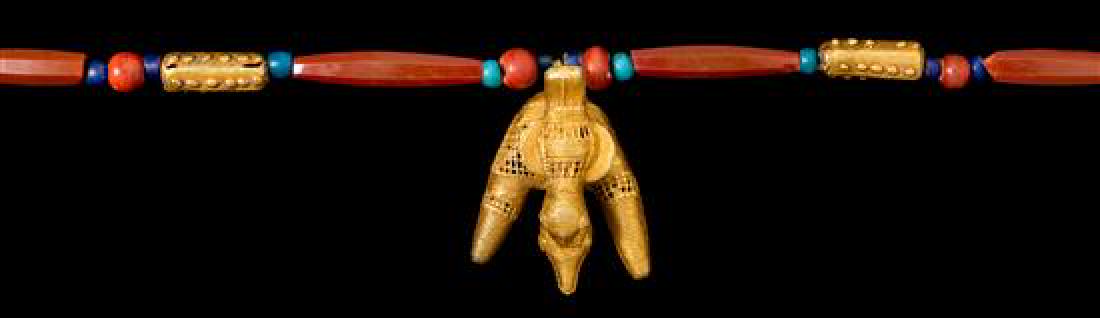 * An Akan Gold Alloy, Metal, Glass and Bird on a (1 of 2)