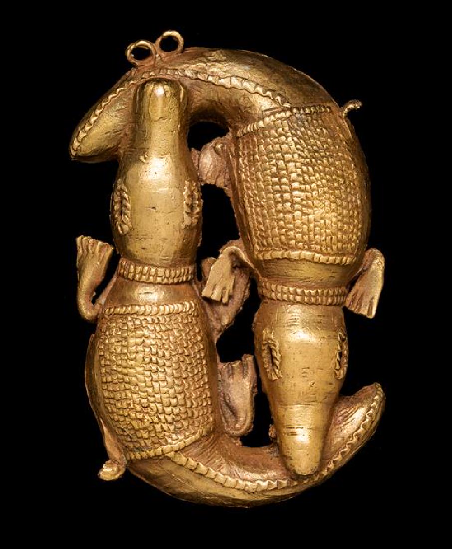 * An Akan Gold Alloy Double Crocodile Pendant, Côte (1 of 1)