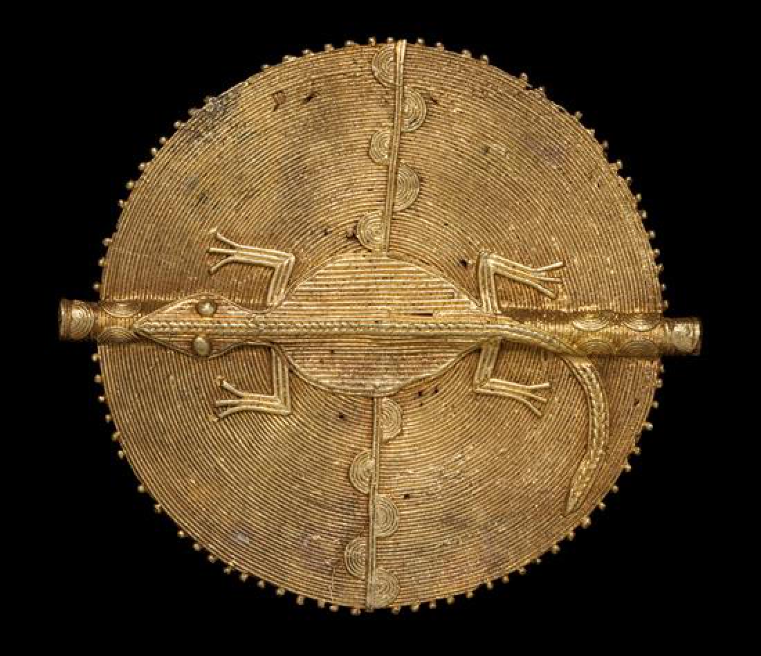 * An Akan Gold Alloy Crocodile Disk Pendant, Côte (1 of 1)