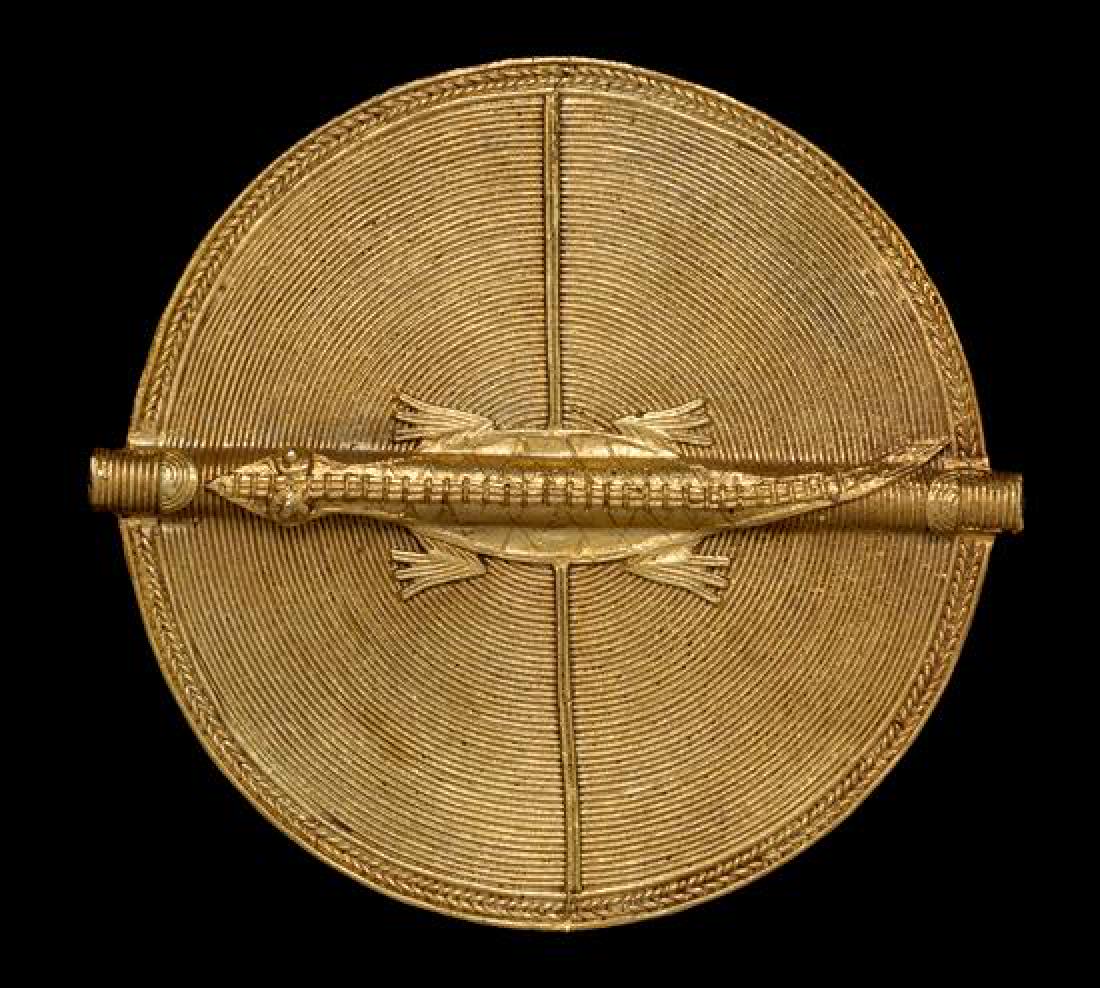 * An Akan Gold Alloy Crocodile Disk Pendant, Côte (1 of 1)