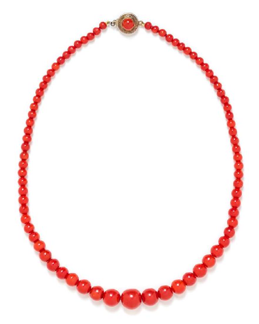 * A Single Strand Graduated Coral Bead Necklace, 14.70 (1 of 1)