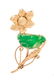 A 14 Karat Yellow Gold and Jadeite Jade Flower Motif