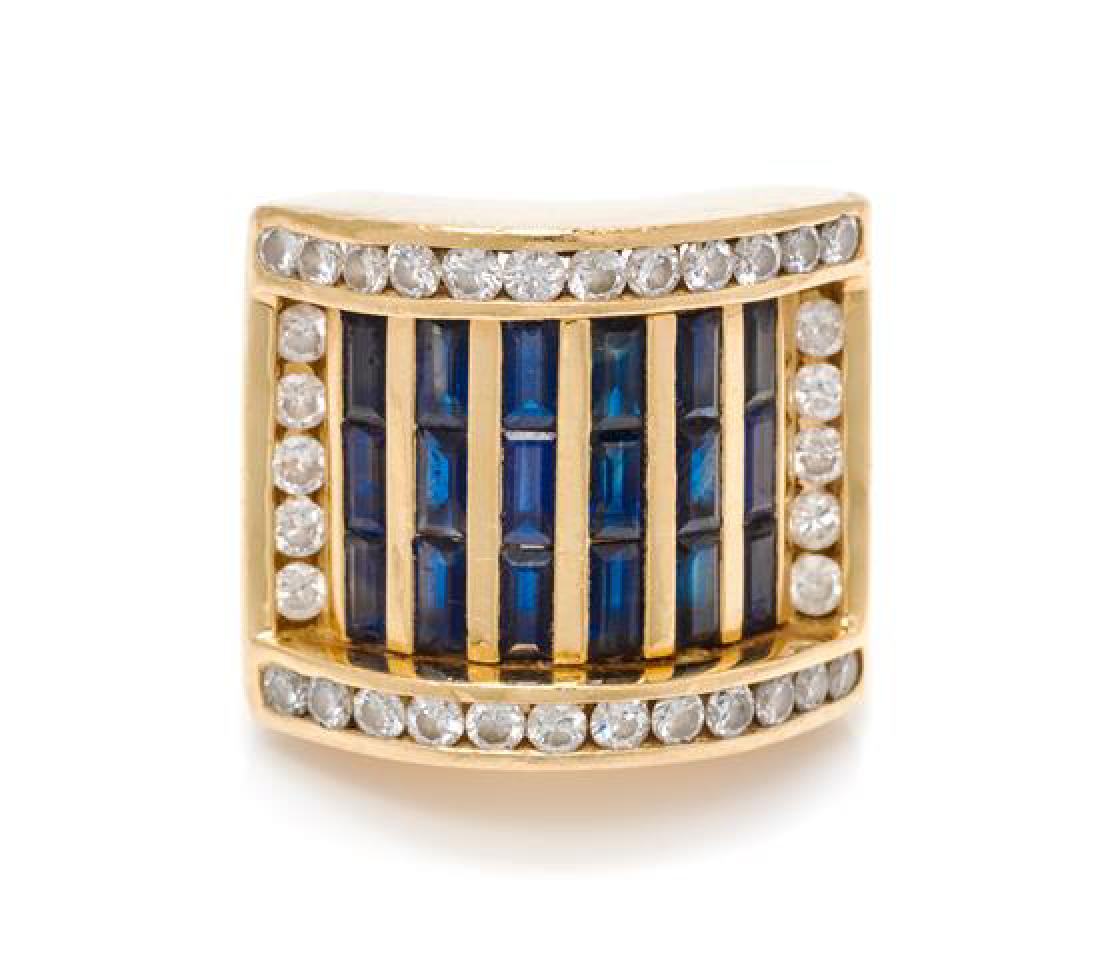 * An 18 Karat Yellow Gold, Sapphire and Diamond Ring, (1 of 2)