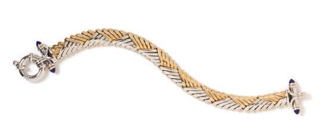 * A 14 Karat Bicolor Gold and Lapis Lazuli Bracelet, (1 of 1)