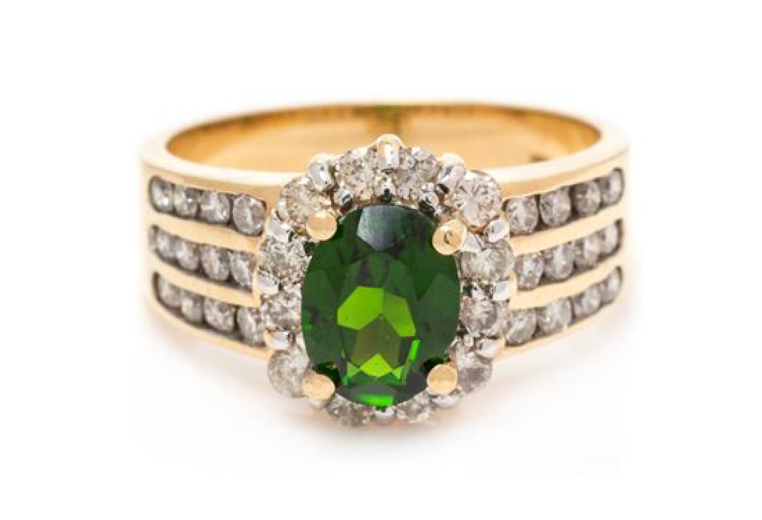 A 14 Karat Yellow Gold, Chrome Diopside and Diamond (1 of 1)