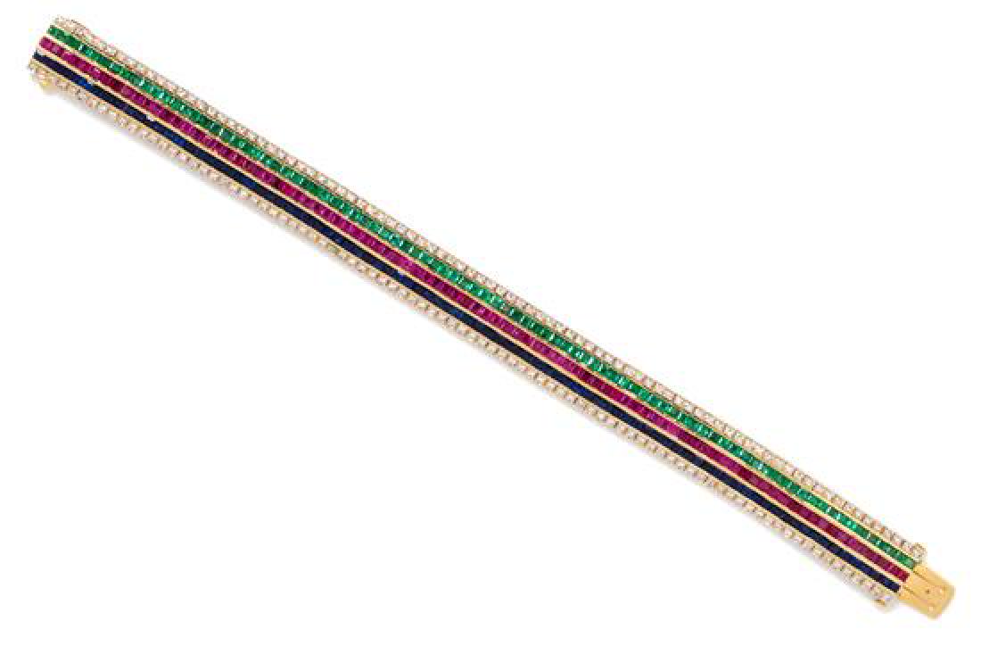 * An 18 Karat Yellow Gold Diamond, Ruby, Sapphire and (1 of 1)