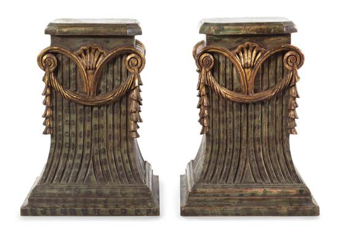 A Pair of Painted and Parcel Gilt Pedestals (1 of 1)