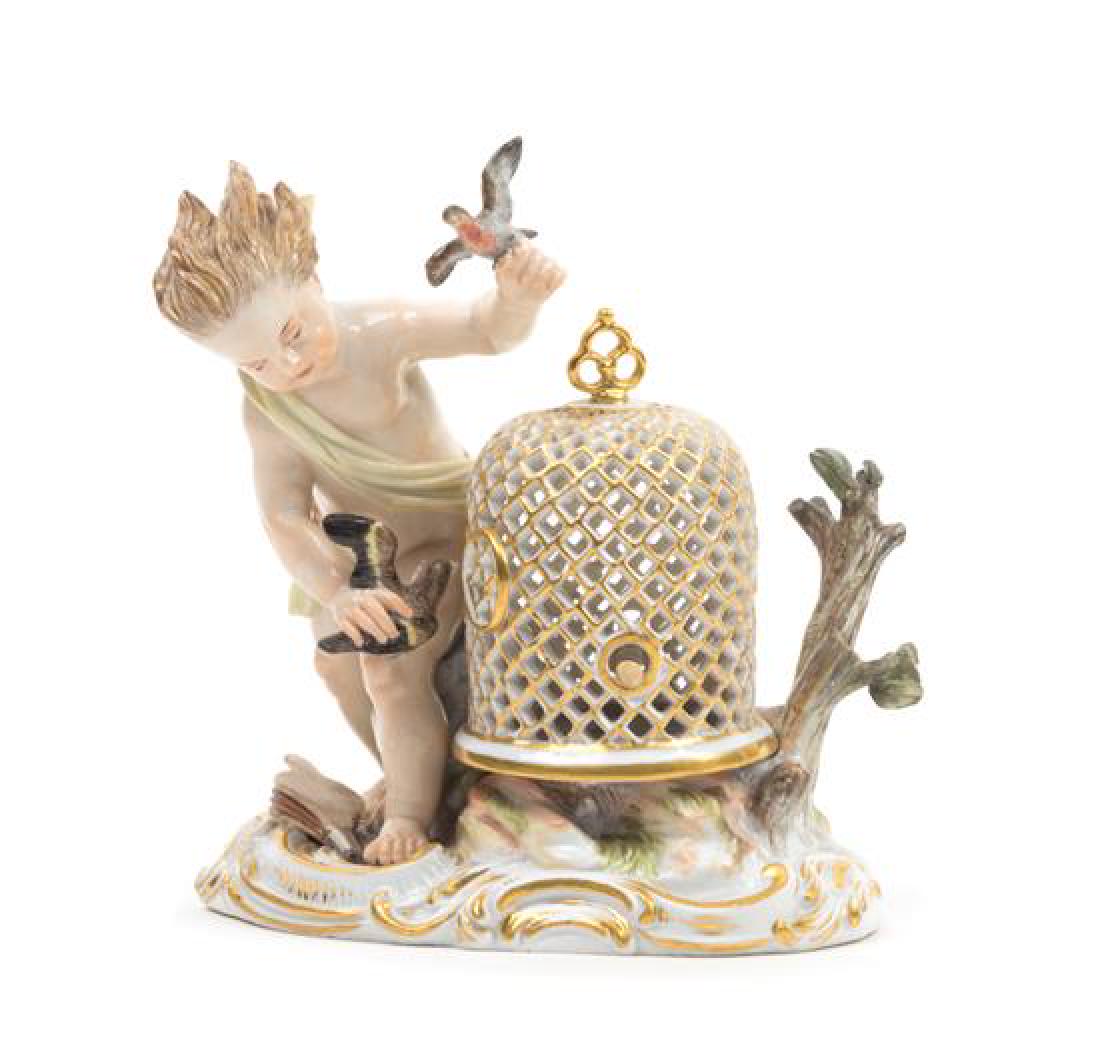 A Meissen Porcelain Figural Group Height 5 1/4 inches. (1 of 1)