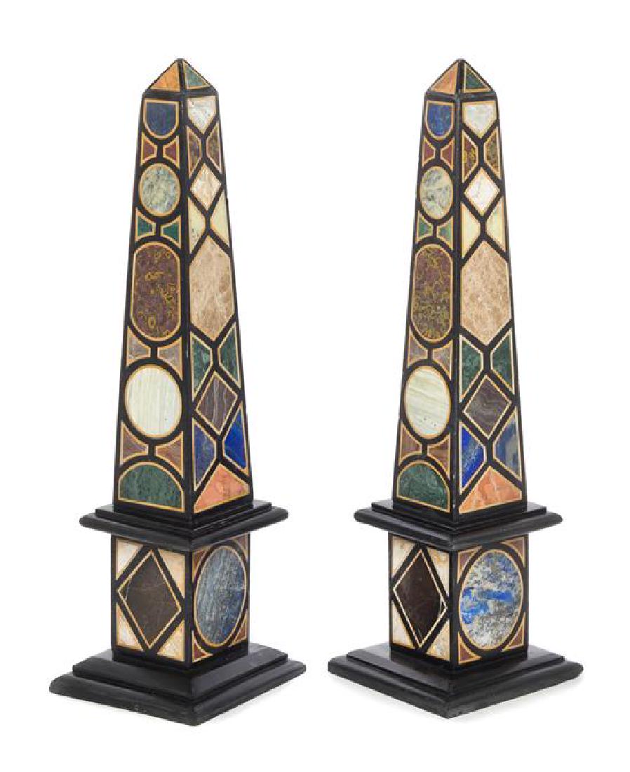 A Pair of Grand Tour Style Specimen Marble Obelisks (1 of 1)