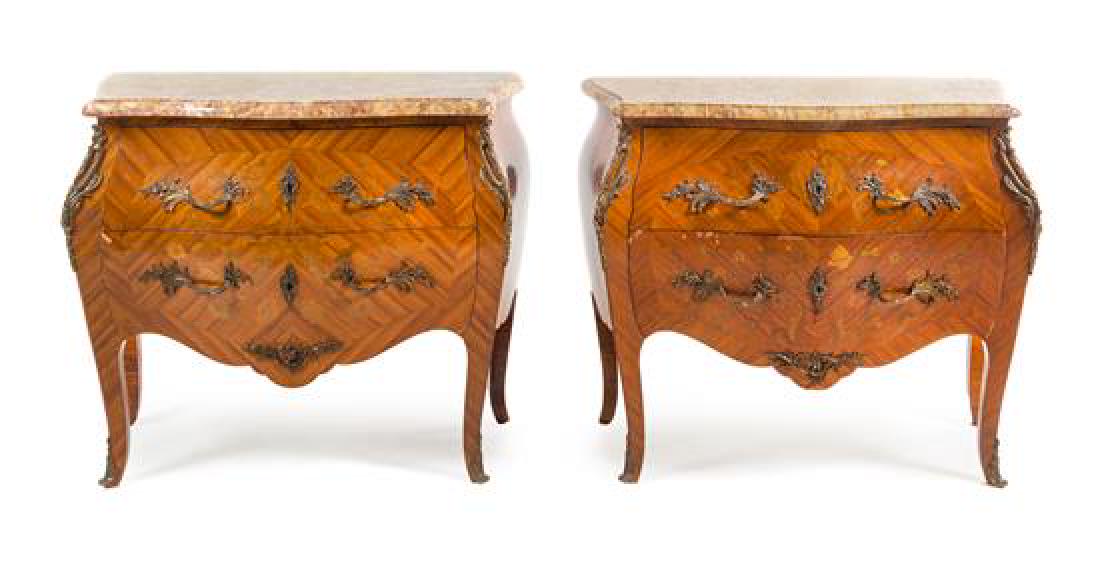 A Pair of Louis XV Style Marquetry Commodes Height 31 x (1 of 1)