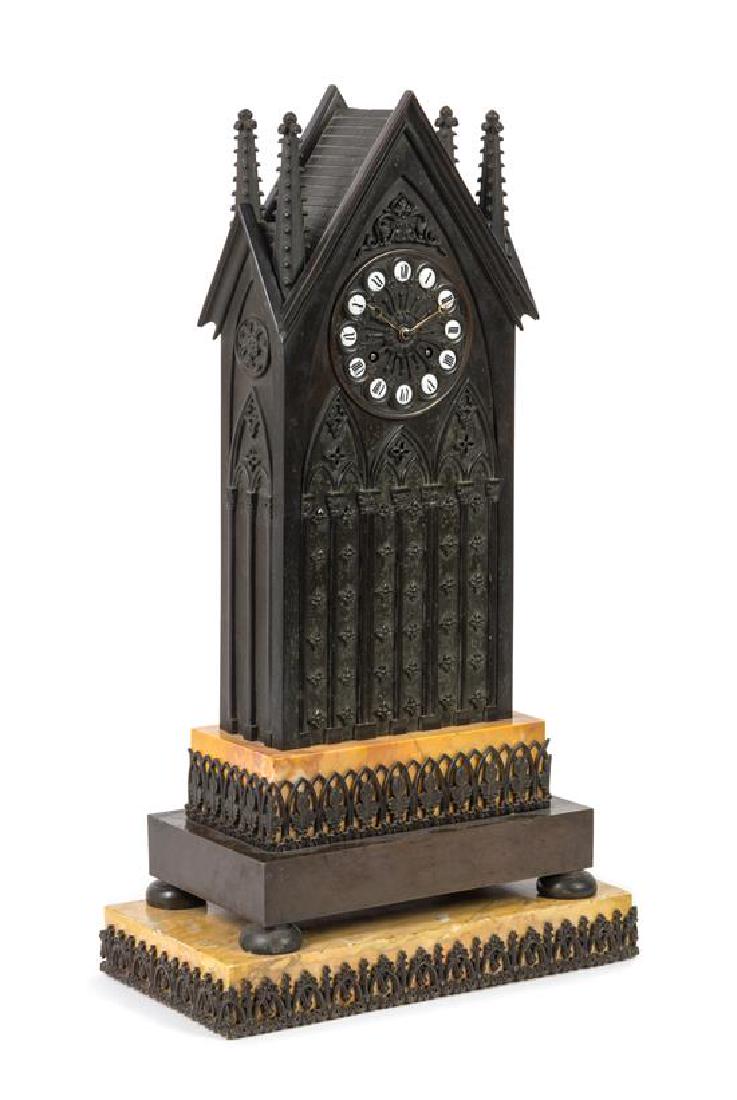 A French Gothic Revival Bronze and Sienna Marble Mantel (1 of 1)