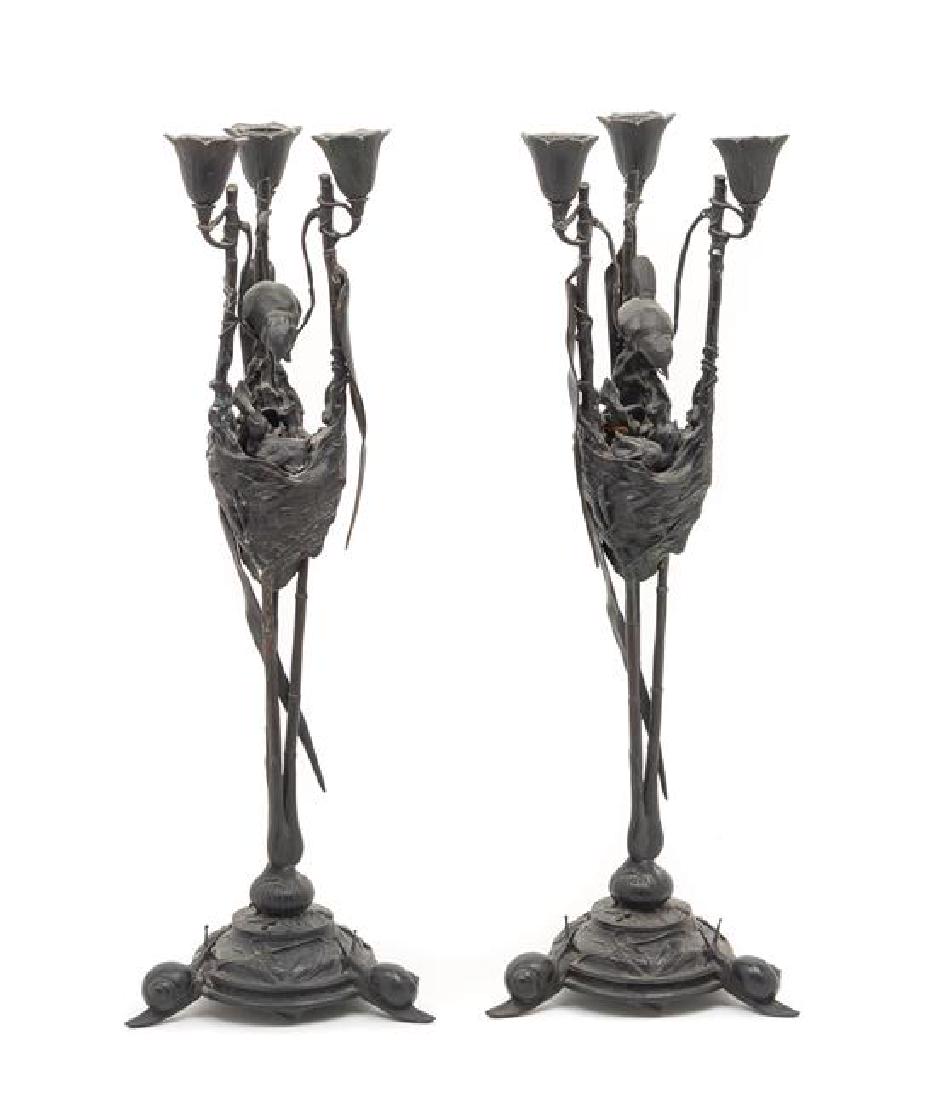 * A Pair of French Bronze Three-Light Candelabra Height (1 of 1)