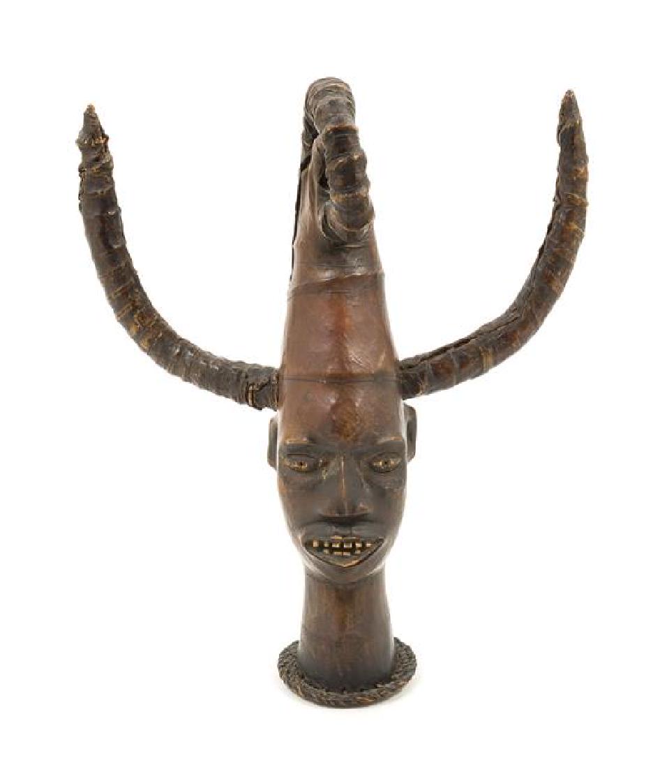 * An Ekoi Head with Horns Height 15 1/2 inches. (1 of 1)