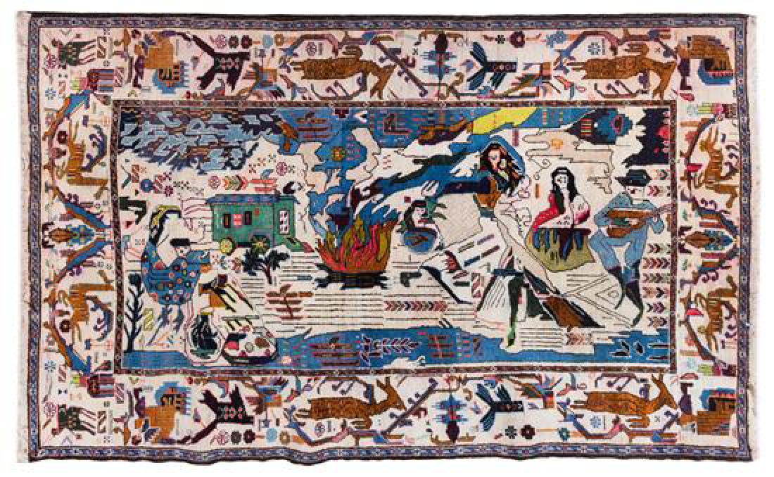 An Afghan Wool Rug 6 feet 11 inches x 3 feet 11 inches. (1 of 1)