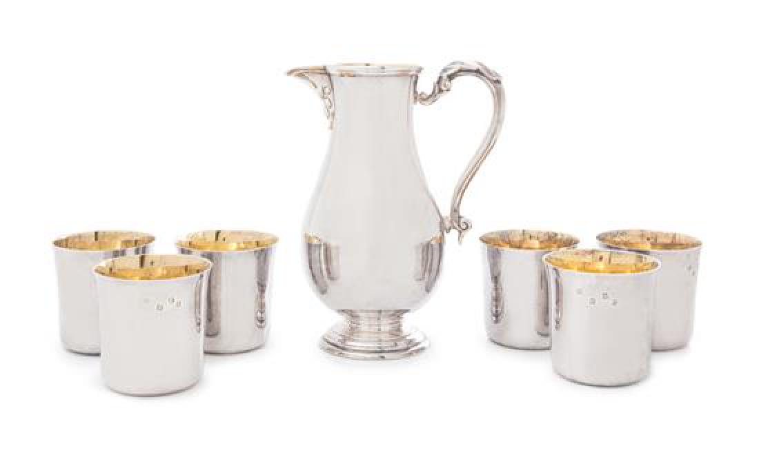 An Irish Silver Beer Jug and Six Beakers (1 of 2)