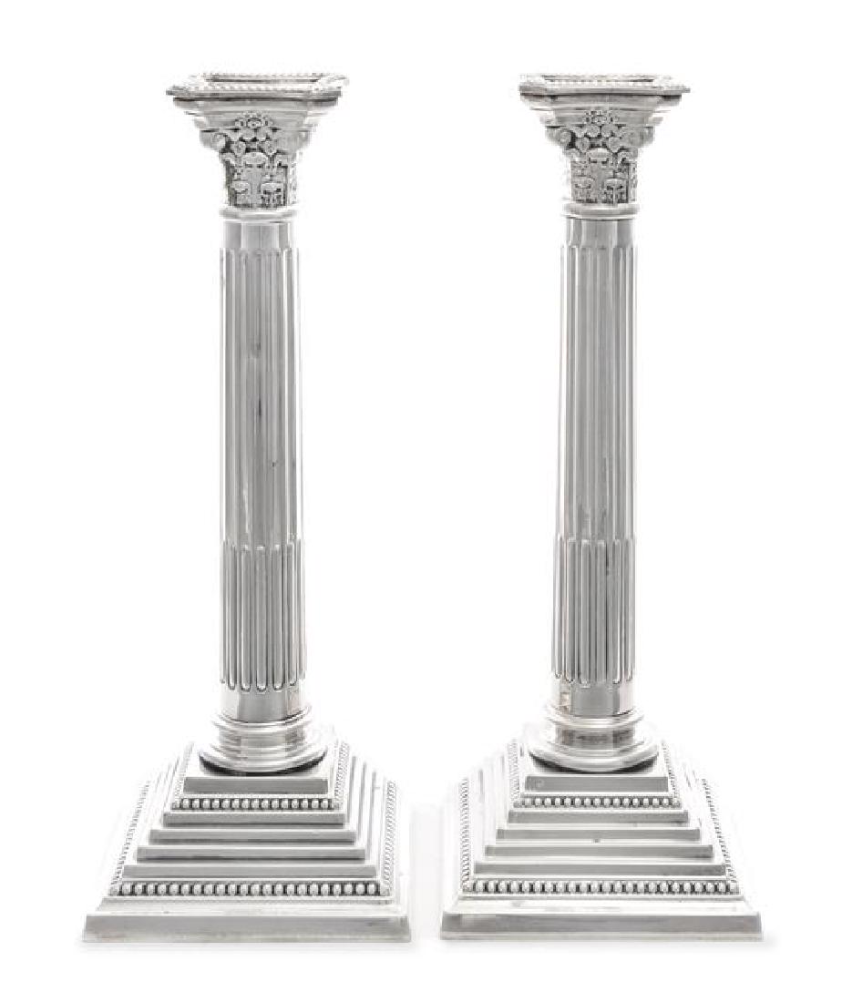 A Pair of English Silver-Plate Candlesticks (1 of 2)