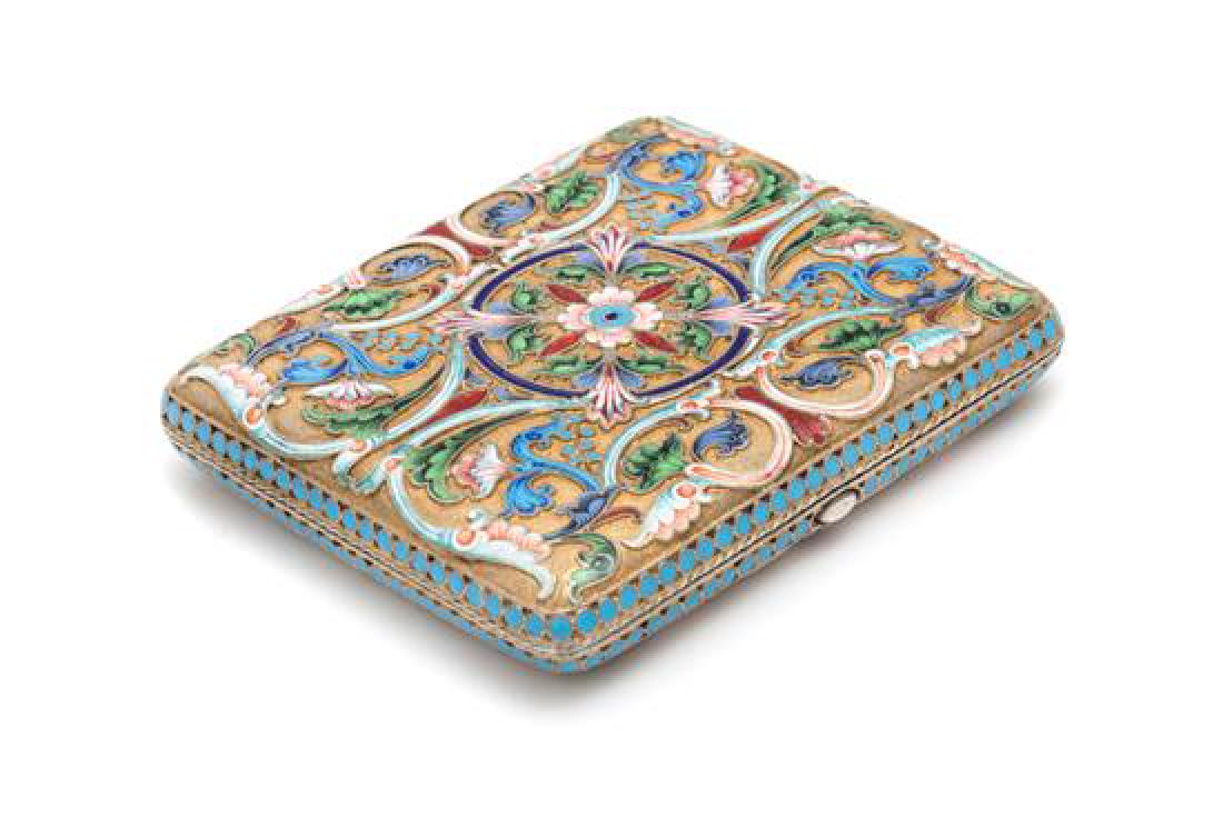 A Russian Silver-Gilt and Enameled Cigarette Case (1 of 2)