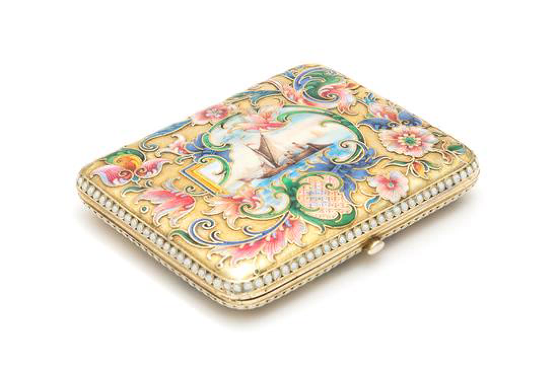 A Russian Silver-Gilt and Enameled Cigarette Case (1 of 1)