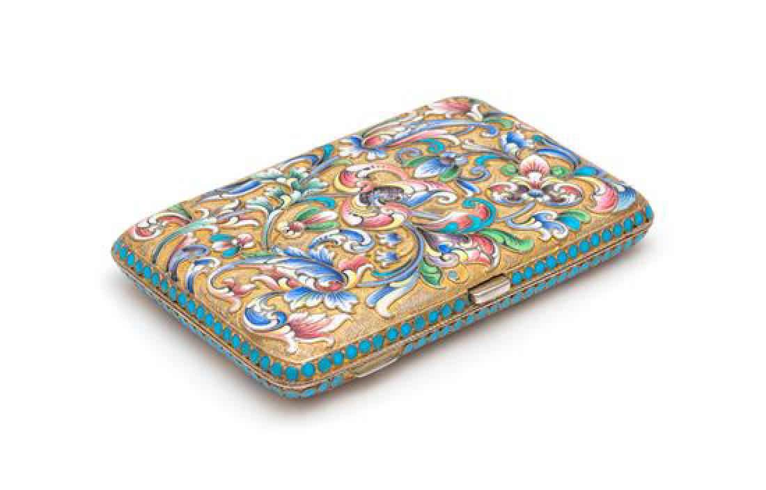 A Russian Silver-Gilt and Enameled Cigarette Case (1 of 2)