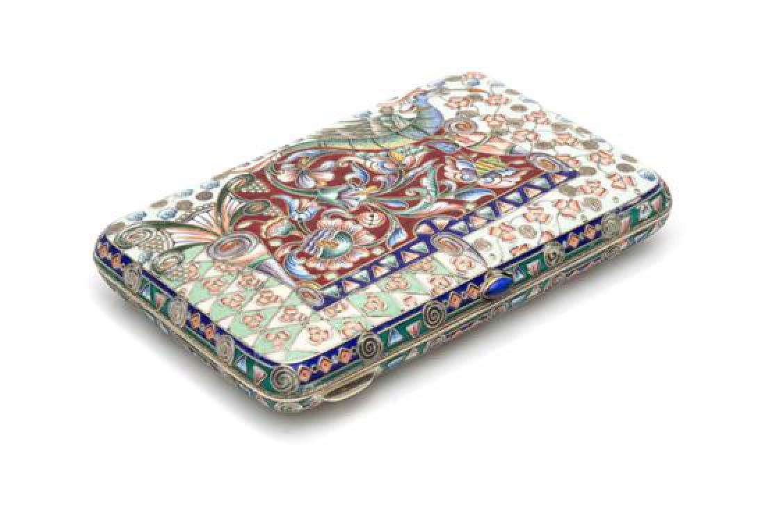 A Russian Enameled Silver Cigarette Case (1 of 1)
