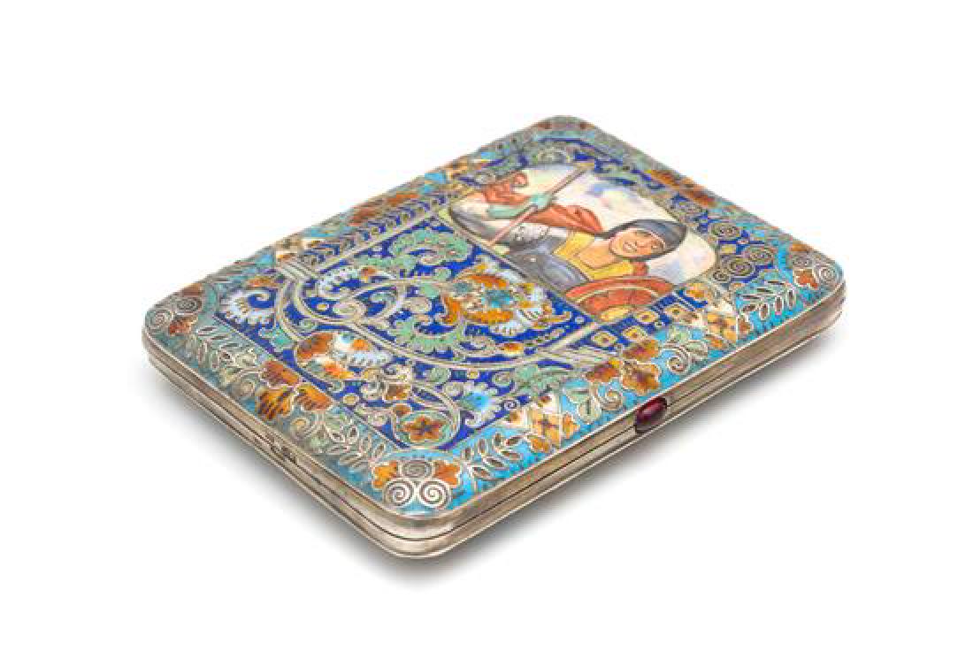 A Russian Enameled Silver Cigarette Case (1 of 1)