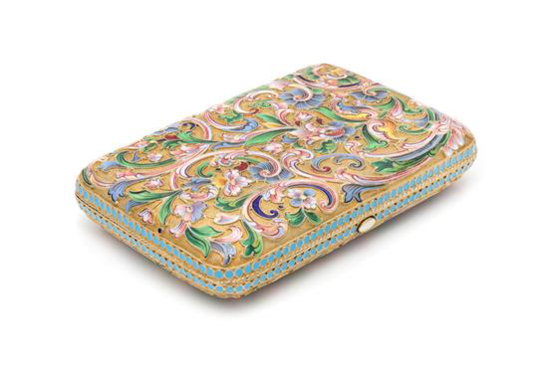 A Russian Silver-Gilt and Enameled Cigarette Case (1 of 2)