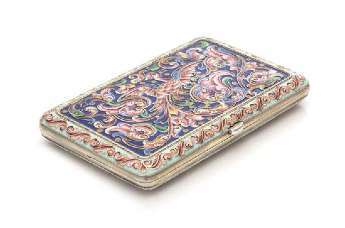 A Russian Enameled Silver Cigarette Case (1 of 1)