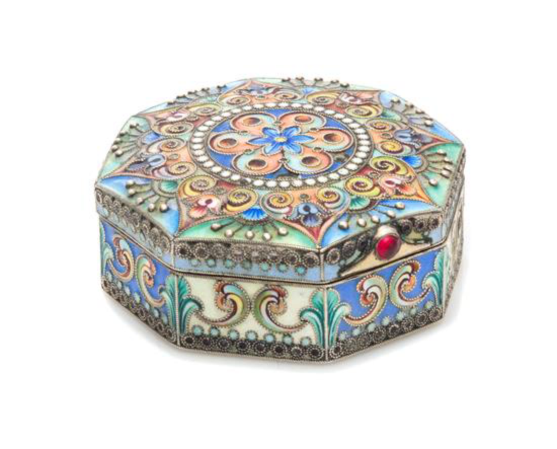 A Russian Enameled Silver Snuff Box (1 of 2)