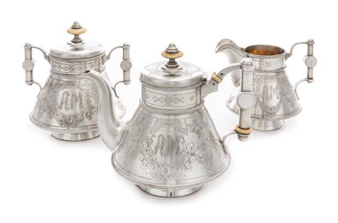 A Russian Silver Three-Piece Tea Service (1 of 2)