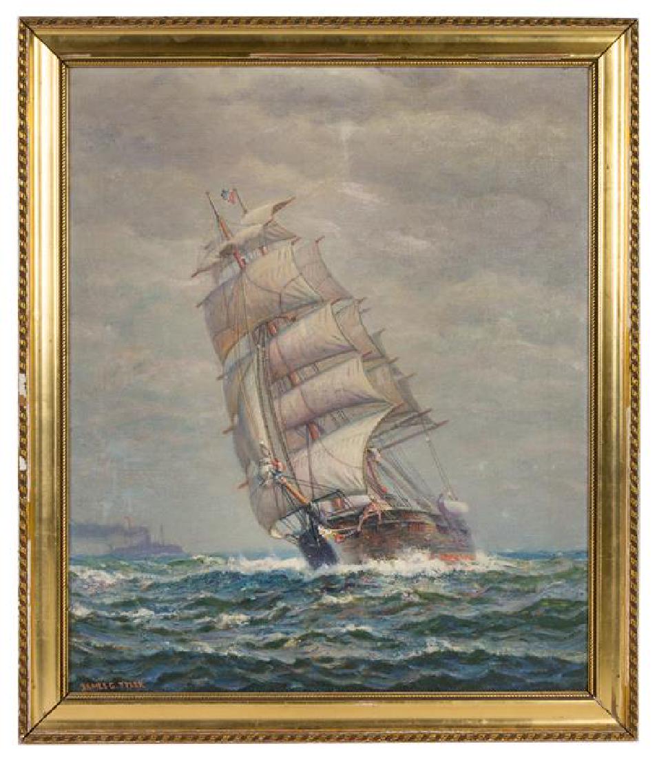 James Gale Tyler: James Gale Tyler (American, 1855-1931) Clipper Nearing Port oil on canvas signed James G. Tyler (lower left) 24 1/8 x 20 inches. Estimate $ 800-1,200 Frame: 27 1/4 x 23 1/4 inches.