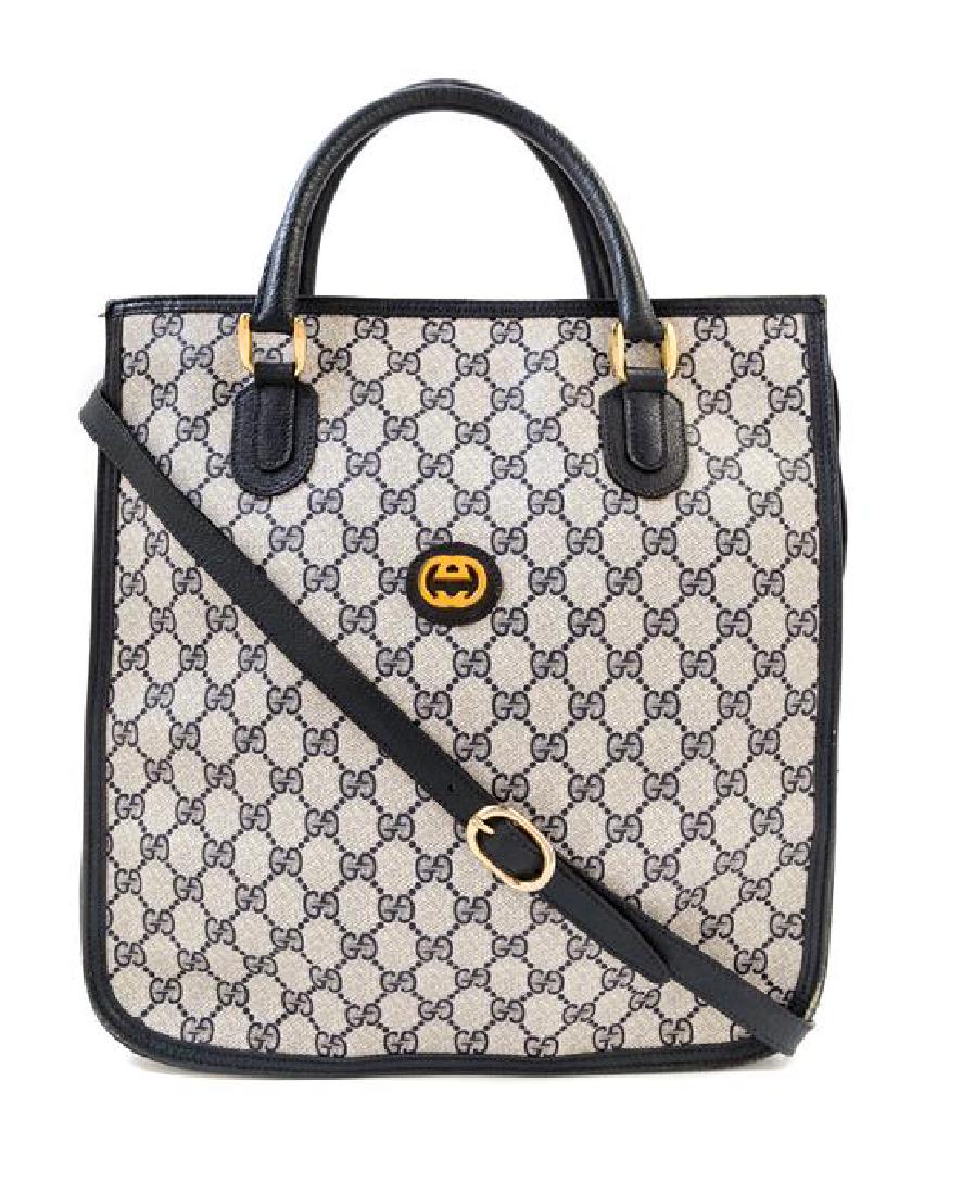 A Gucci Blue Monogram Canvas Square Tote, (1 of 3)