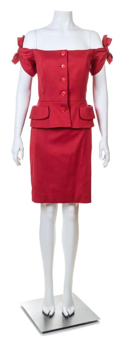A Christian Dior Red Skirt Suit, (1 of 3)