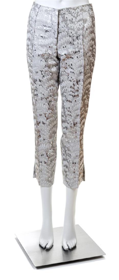 A Pair of Dolce & Gabbana Silver Metallic Print Pants, (1 of 3)