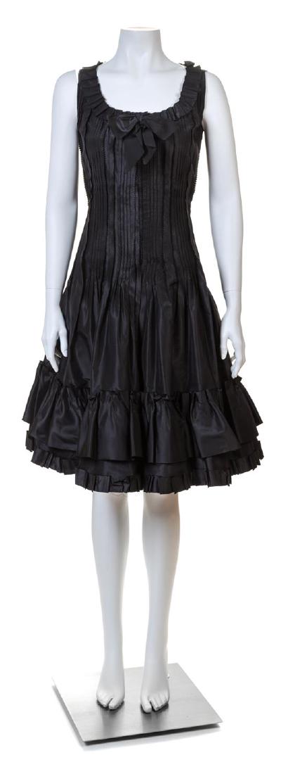 An Oscar de la Renta Black Silk Cocktail Dress, (1 of 3)
